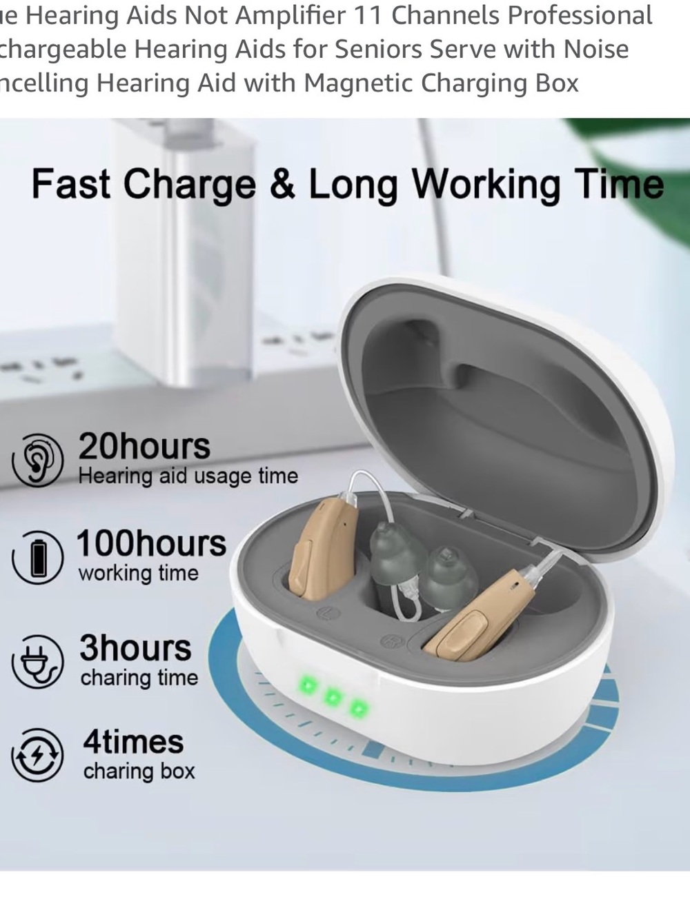 Rechargeable In-Ear Hearing Aids with Magnetic Charging Case - Beige